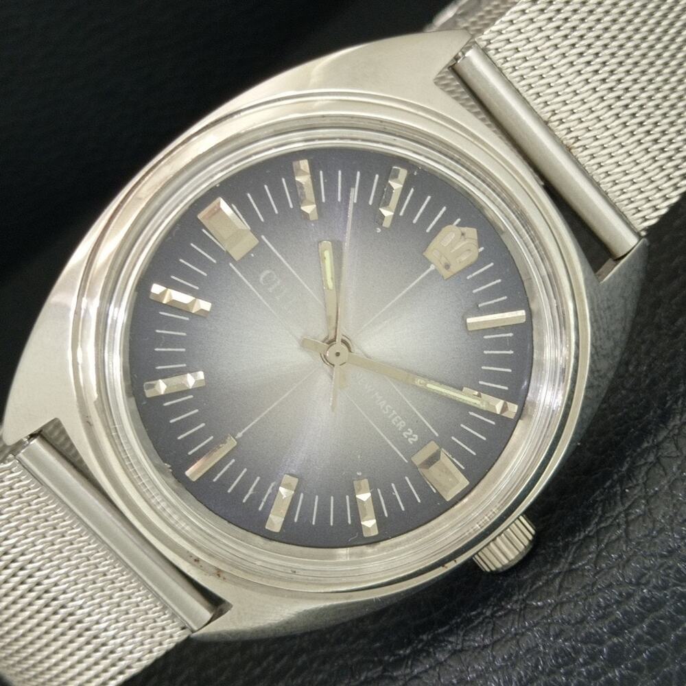 Vintage 1987 Citizen Manual Wound Mens Silver Watch & Silver Accents